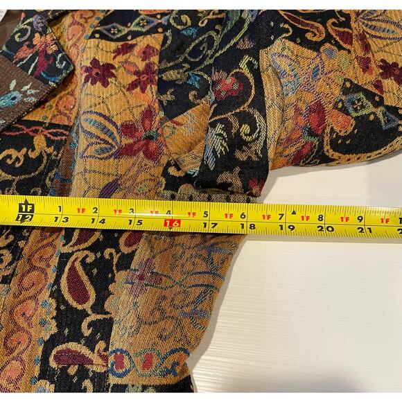 Coldwater Creek Tapestry Patchwork Blazer Jacket Sz SP Velvet Cuffs Shabby Chic - Picture 11 of 12